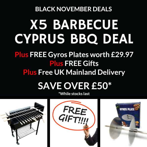 Black November BBQ Deal - Modern Greek Cypriot Foukou Rotisserie Charcoal X5 BBQ