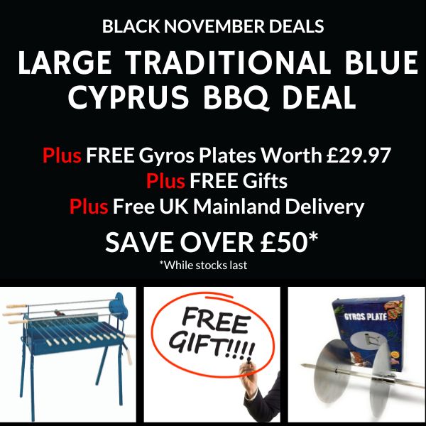 Large Traditional Blue Cyprus BBQ Black November Deal