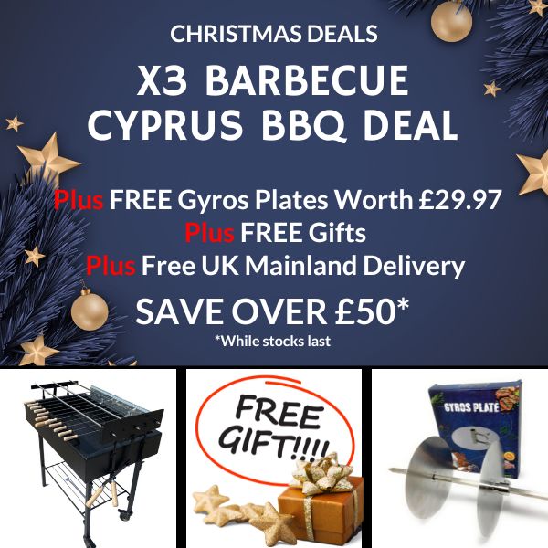 Modern Charcoal BBQ - Christmas BBQ Deal - Modern Greek Cypriot Foukou Rotisserie Charcoal X3 BBQ